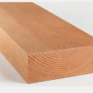 Douglas balk fijnbezaagd 150 x 300 mm liggend, brede kopse kant met jaarringen