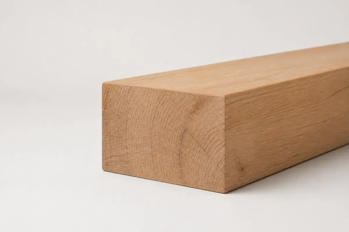 Geschaafde eiken balk 110 x 140 mm rustiek liggend met warme honingkleur