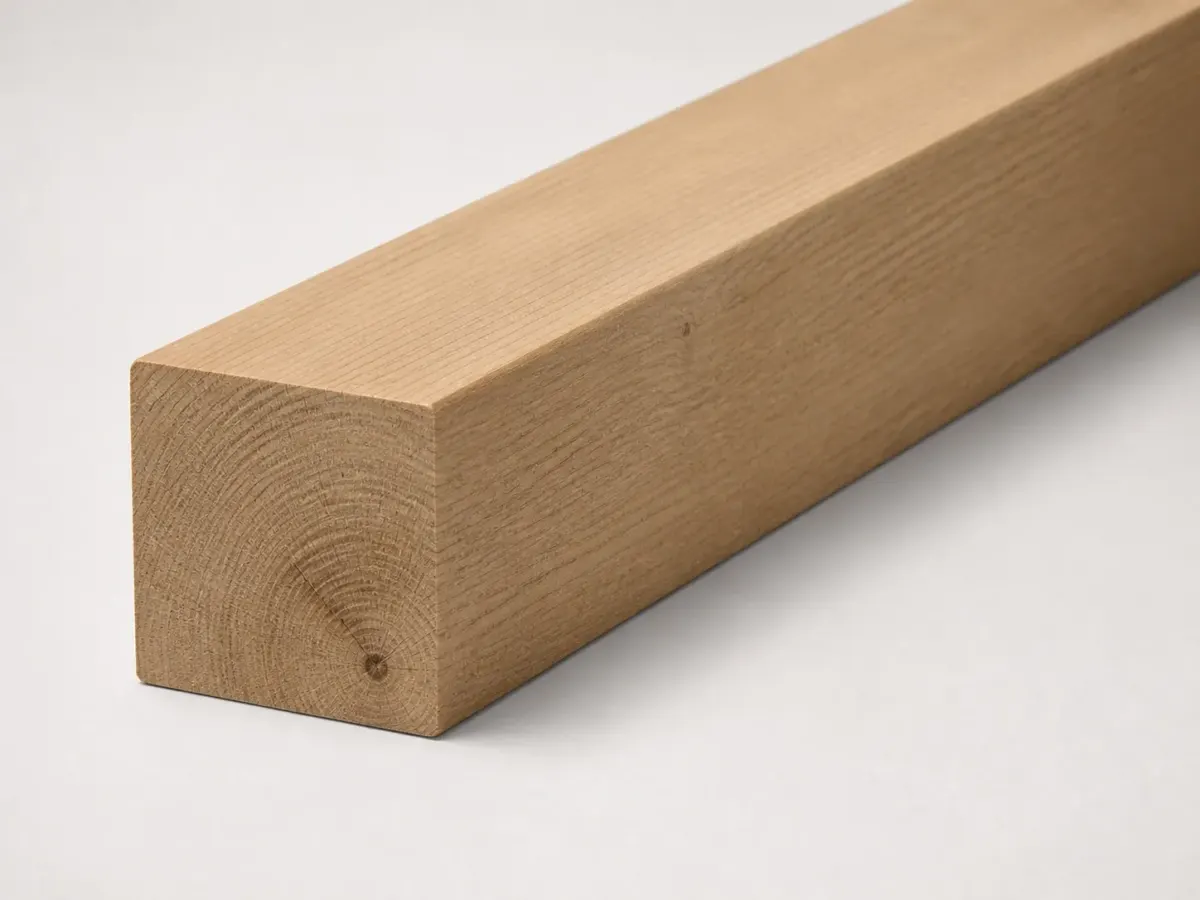 Geschaafde eiken paal 110 x 110 mm rustiek met gladde zijden en vierkante kopse kant