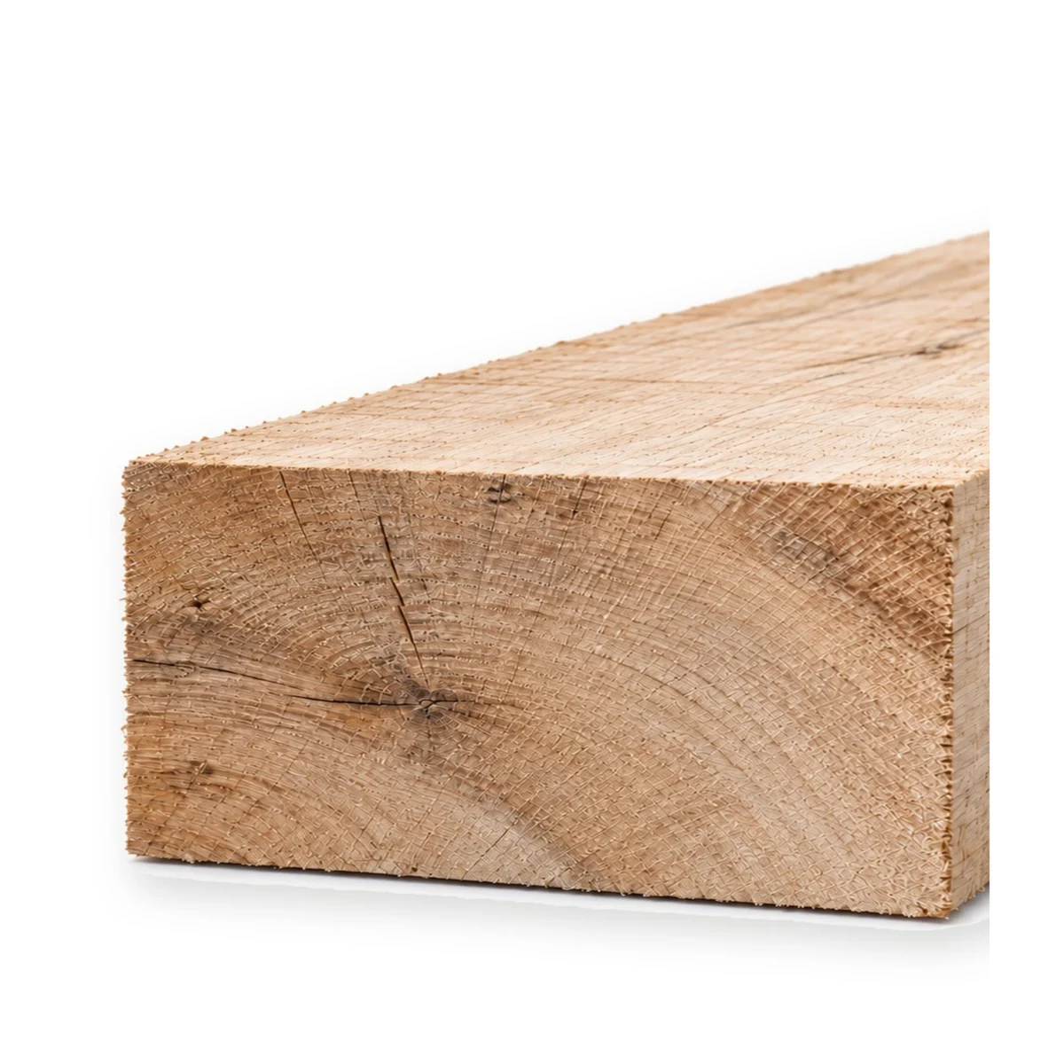 Eiken balk fijnbezaagd 125 x 250 mm QPA-1 AD met brede kopse kant in beeld
