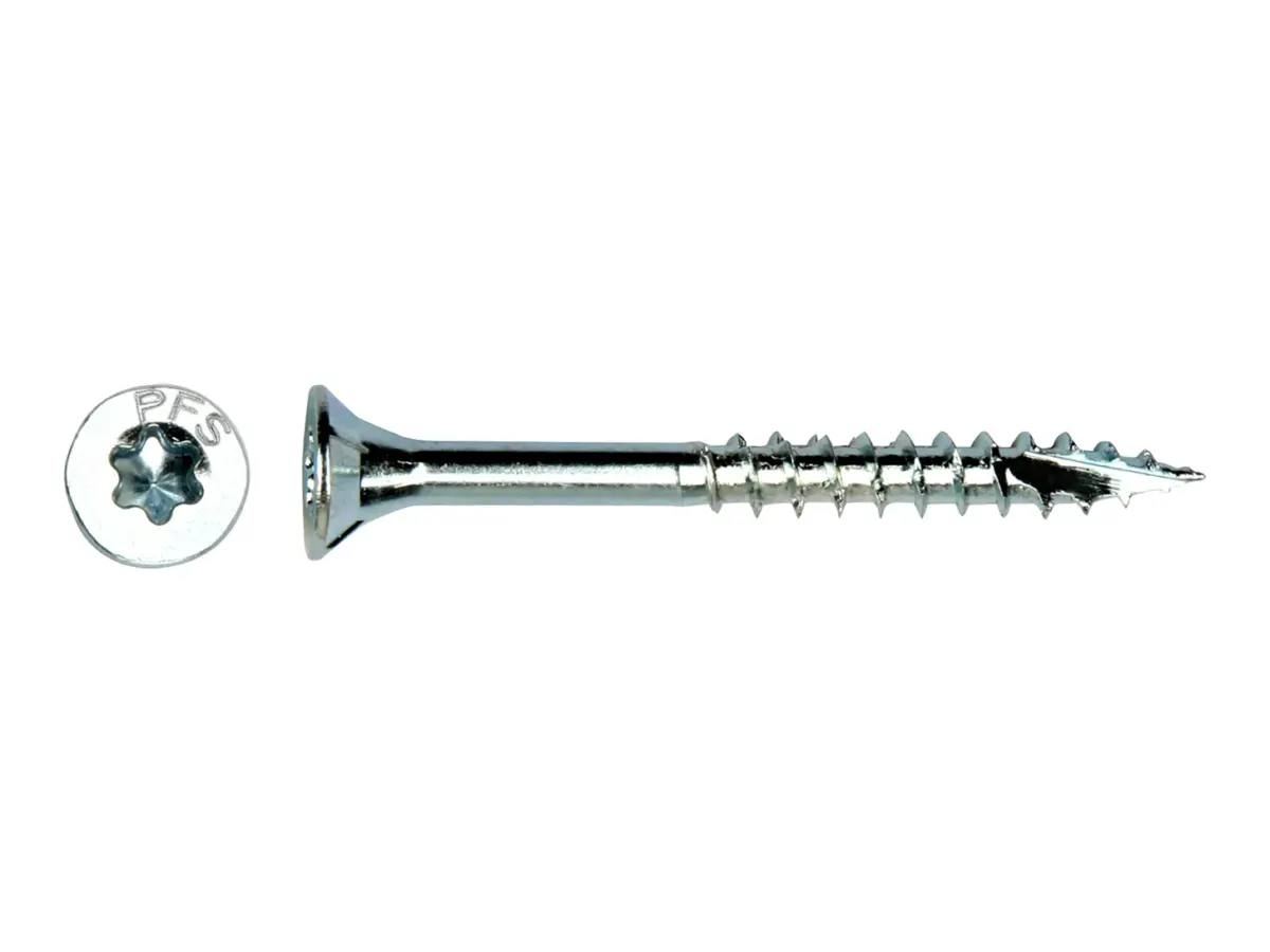 Verzinkte houtschroef met verzonken kop en torx T20, 4,0 x 50 mm, met los kopaanzicht