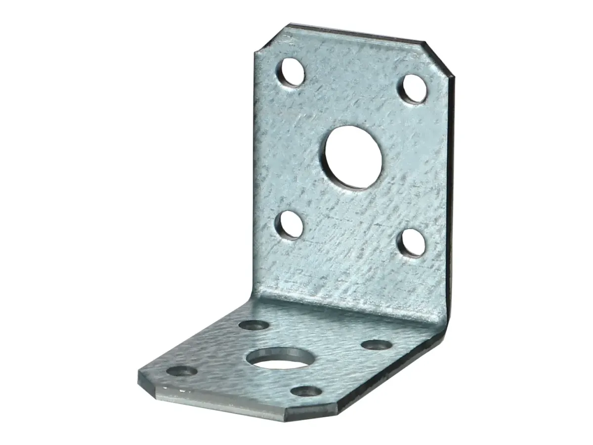 Zware verzinkte verbindingshoek 35 x 50 x 50 mm met ronde en ovale schroefgaten