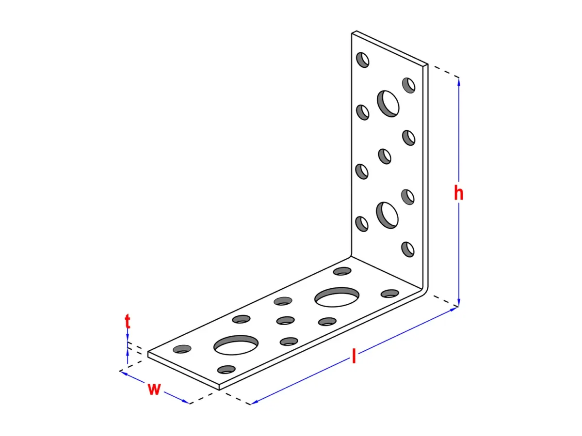 Maatschets zware verbindingshoek 40 x 90 x 90 mm met alle afmetingen