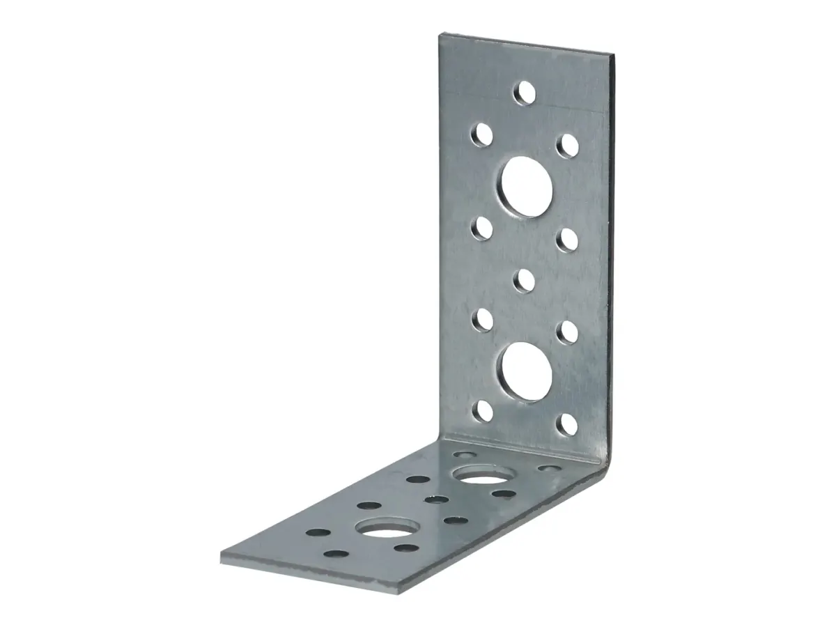 Zware verzinkte verbindingshoek 40 x 90 x 90 mm met verstevigingsribbel